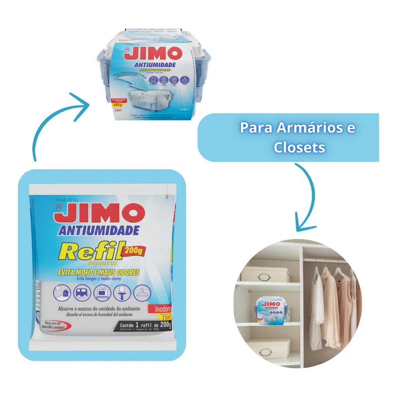 Refil Jimo Antiumidade 200g Antimofo Guarda-roupas Closets
