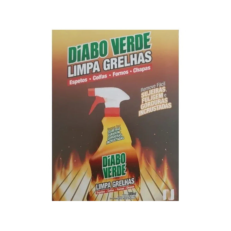 Limpa Grelhas Diabo Verde 300ml Detergente Remove Fácil