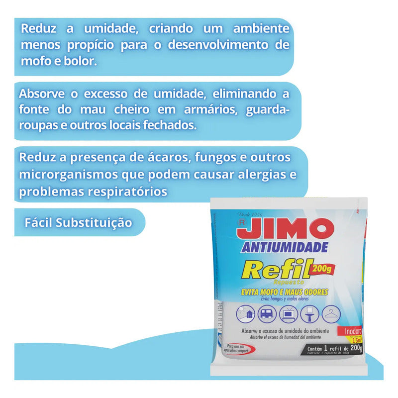 Refil Jimo Antiumidade 200g Antimofo Guarda-roupas Closets